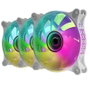 Mars Gaming Kit de 3 Ventiladores MF-3D ARGB Blanco con Espejo Infinito, HUB y Mando RF